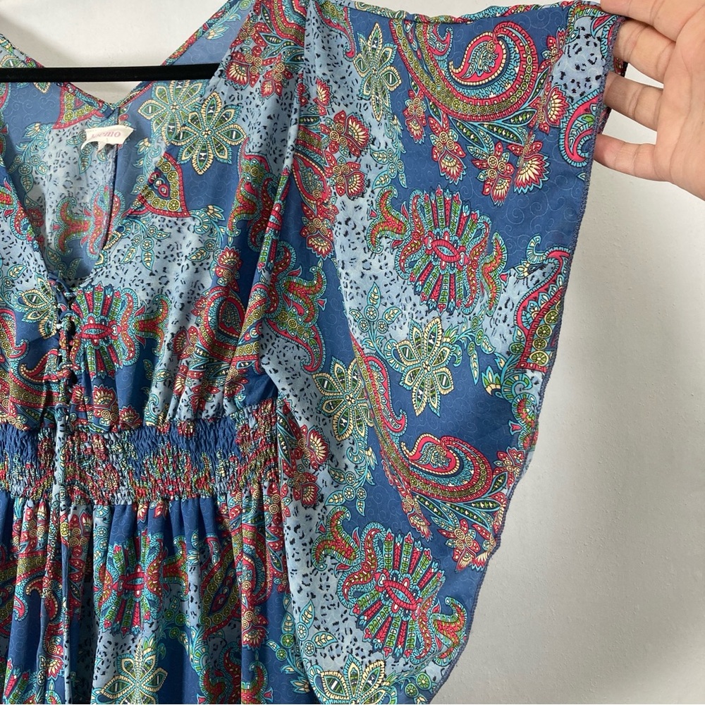 Anthropologie boemo Kimono Maxi Dress Womens Sz L Paisley Caftan - Picture 9 of 16